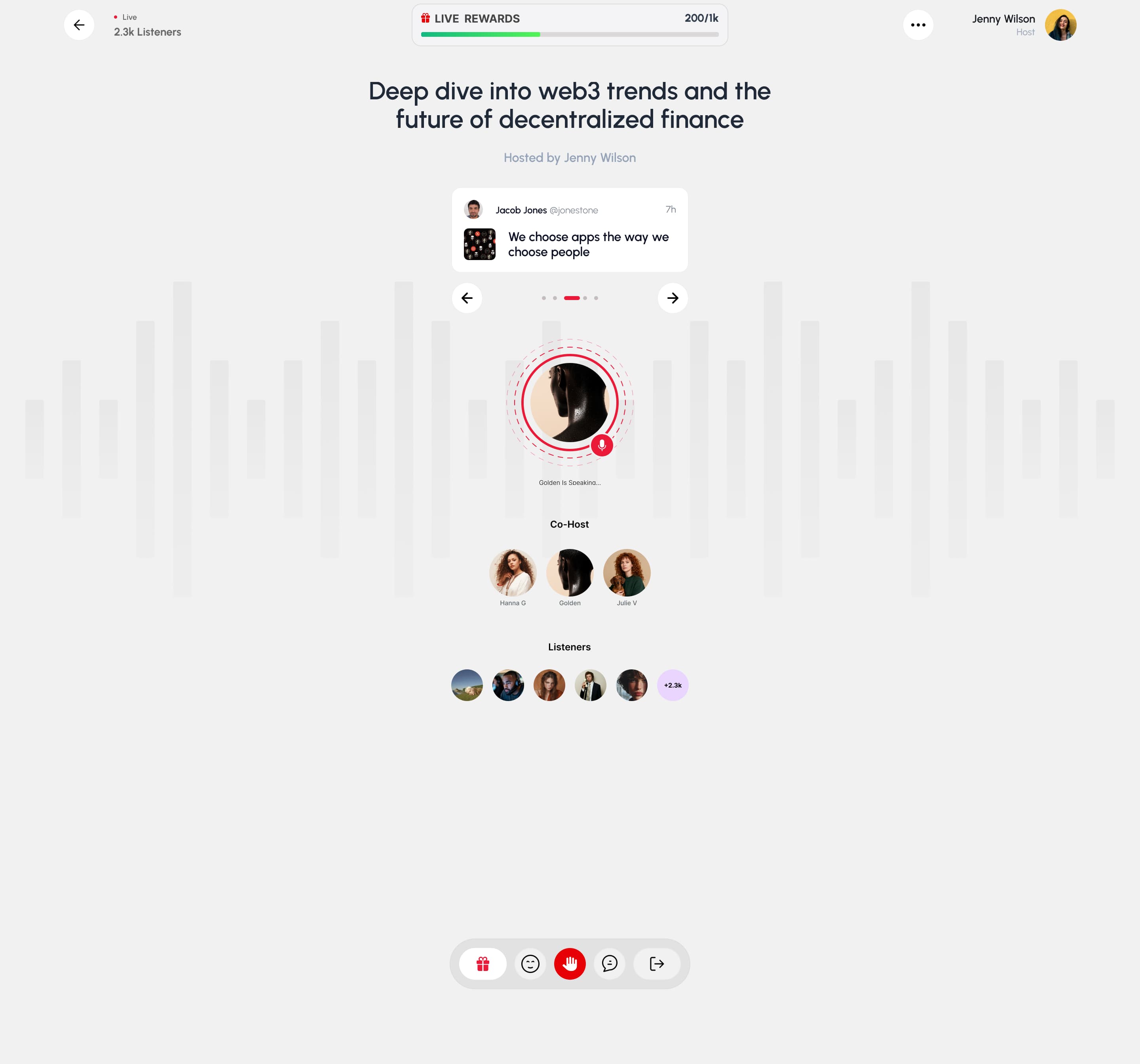 Nakupenda Whisper live audio room interface
